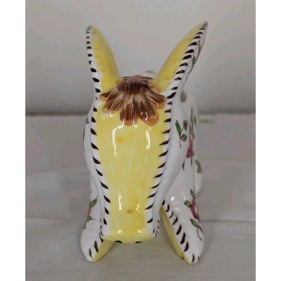 Vintage Lefton Ceramic Pottery Floral Patchwork Donkey Planter Roses Japanese - Picture 3 of 15